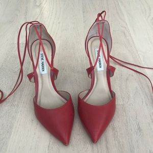 Steve Madden Red Lace Up Heels